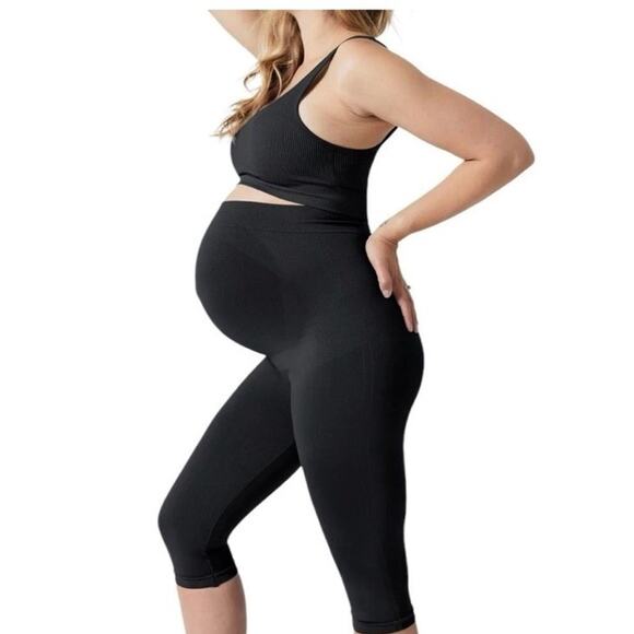 Blanqi Everyday Maternity Crop Leggings Deepest Black Size XL NWT - Picture 1 of 6